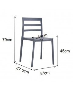 Sedia in polipropilene grigio scuro schienale fasce orizzontali Galena
