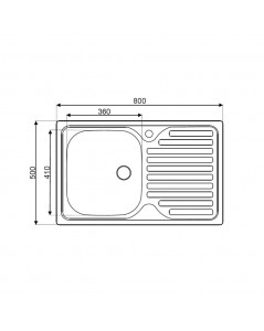 Lavello Appoggio Acciaio Inox 80x50 cm Una Vasca e Gocciolatoio SX SA216