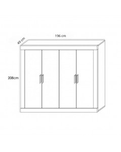 Armadio 4 ante rovere e frontali bianco Sara 196x49x208H Prezzo