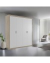 Armadio 4 ante rovere e frontali bianco Sara 196x49x208H