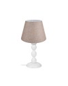 Lampada da tavolo base bianca e paralume tessuto beige LAGUNAH272634