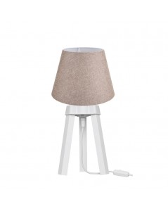 Lampada da tavolo treppiede bianco e paralume tessuto colore beige PIKOBI2634