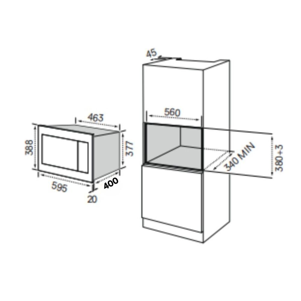 Forno microonde incasso Master Kitchen MKMW3820PRBK nero