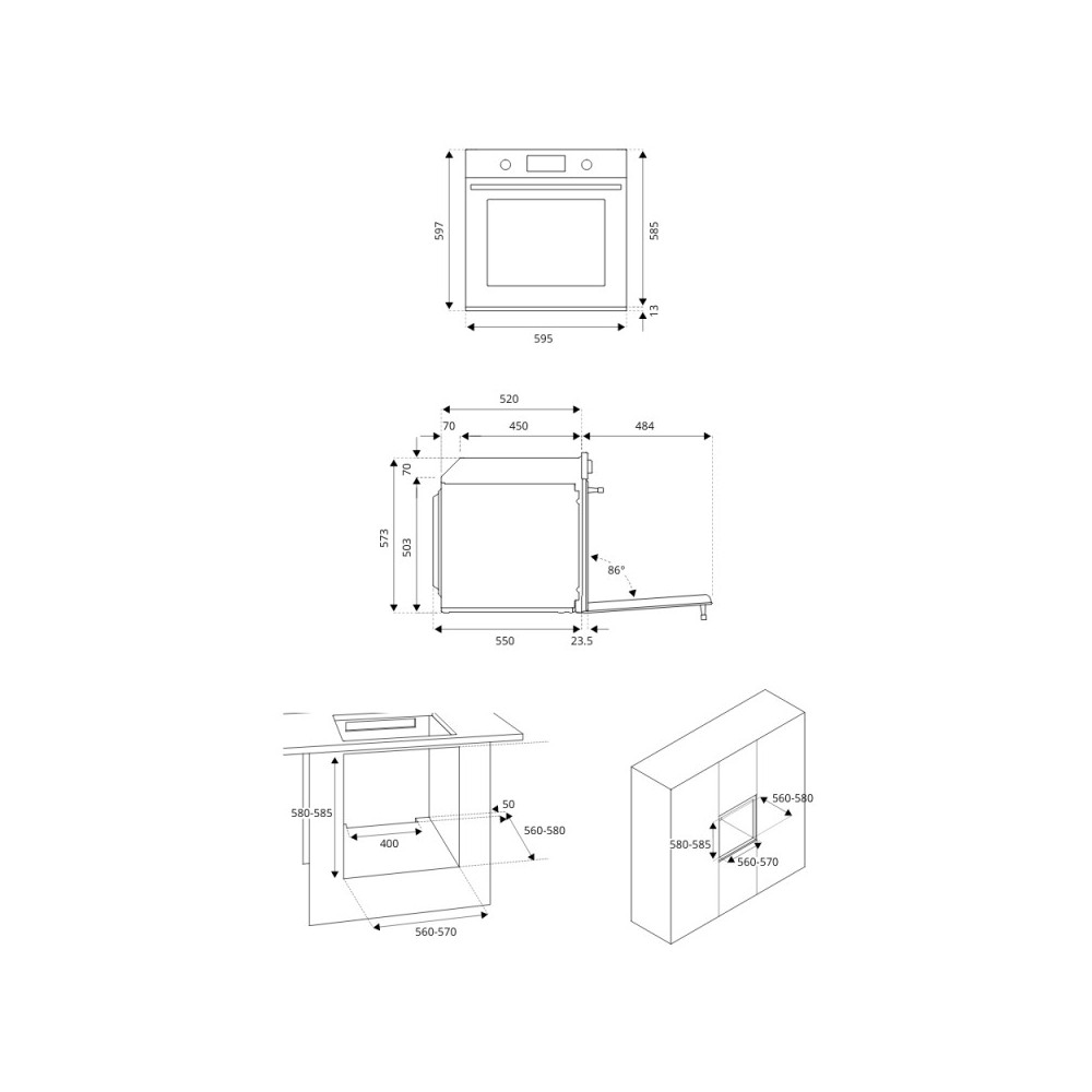 Forno incasso multifunzione elettrico Bertazzoni F6011PROPTN nero classe A++