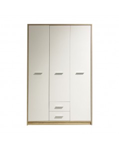 Armadio 3 ante 2 cassetti rovere sonoma bianco Nepo 118,5x54 x196,5H