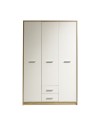 Armadio 3 ante 2 cassetti rovere sonoma bianco Nepo 118,5x54 x196,5H