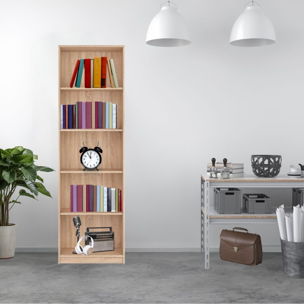 Libreria colore rovere 5 ripiani Nepo 60x34x197H