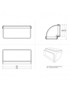 Curva verticale 90 gradi per tubo rettangolare per aspirazione cappa BVCV229