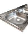 Lavello cucina acciaio appoggio 120x50 cm doppia vasca e gocciolatoio destro SA127DX