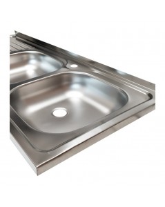 Lavello cucina acciaio appoggio 120x50 cm doppia vasca e gocciolatoio sinistro SA127SX