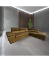 Divano angolare con pouff contenitore Gisella Mozart destro 285x238 beige e marrone