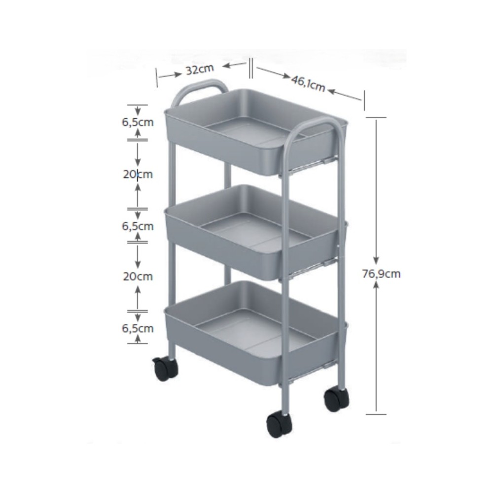 carrello cucina 3 ripiani metallo nero