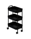 Carrello da cucina 3 ripiani in metallo nero con ruote Tier 45.5x32x76.4H