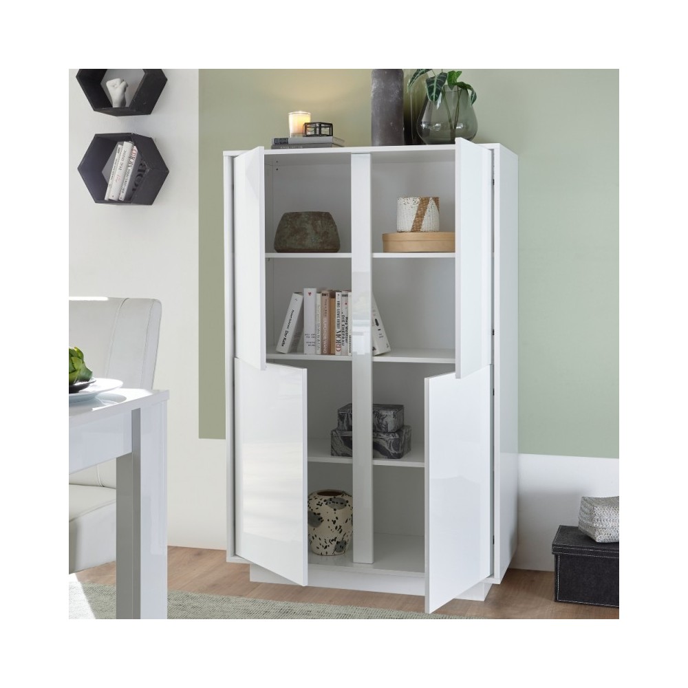 Mobile contenitore 4 ante bianco lucido Ice 92x43x145H