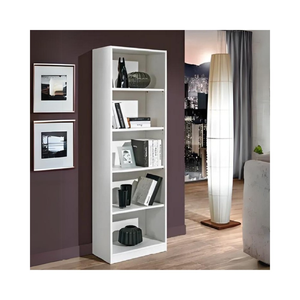 Libreria 5 ripiani Indiana 60x33x186H colore bianco larice