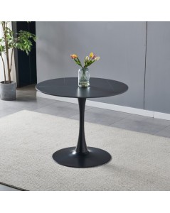 Tavolo rotondo Dot piano ceramica effetto marmo nero e oro