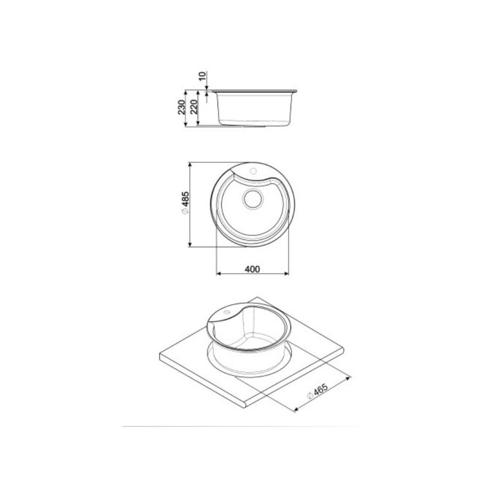 Lavello incasso rotondo diametro 48 Smeg LSE48A antracite