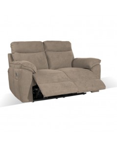 Divano 2 posti recliner elettrico tessuto cappuccino Boston 160x100x102H