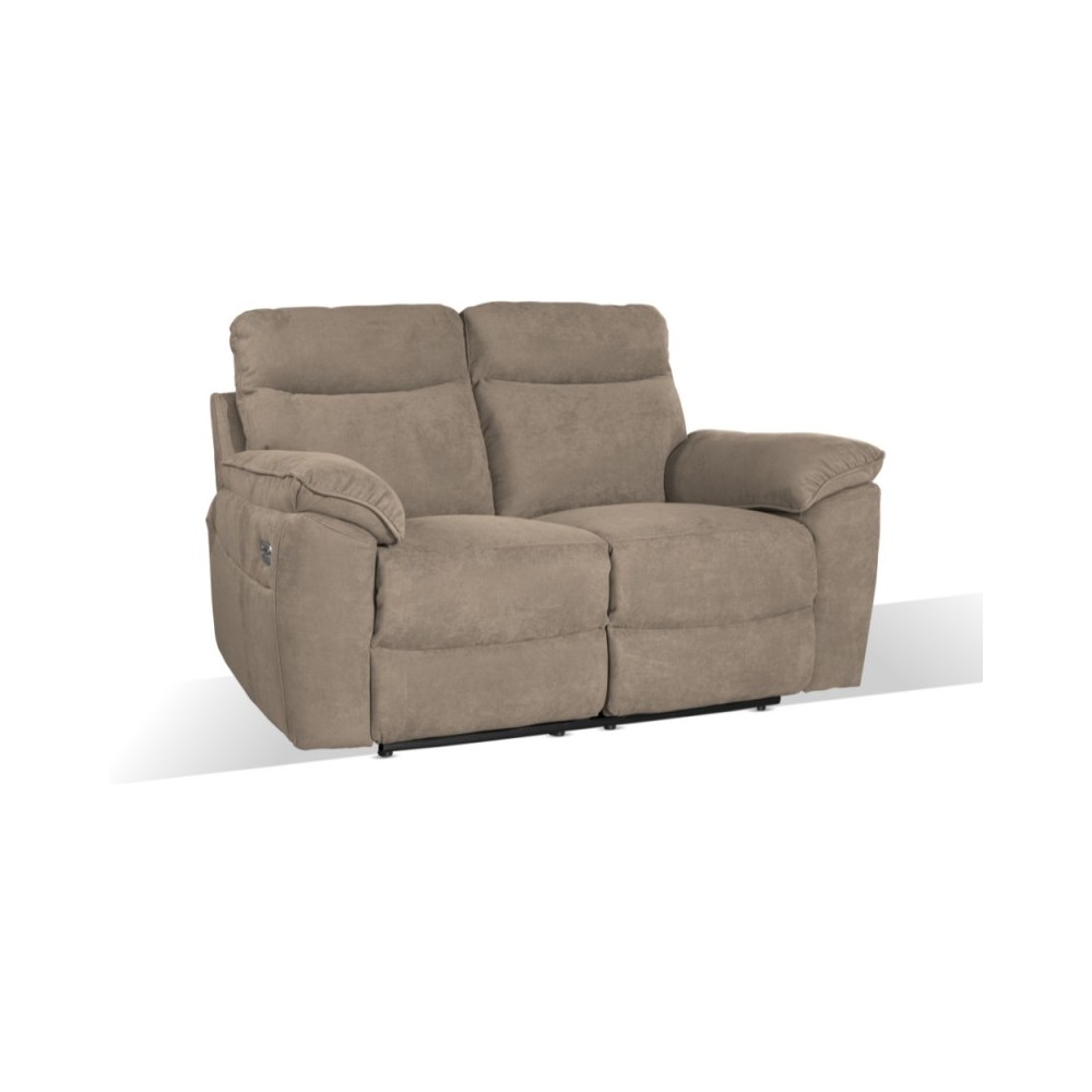 Divano 2 posti recliner elettrico tessuto cappuccino Boston 160x100x102H