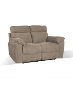 Divano 2 posti recliner elettrico tessuto cappuccino Boston 160x100x102H