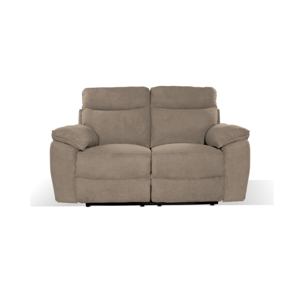 Divano 2 posti recliner elettrico tessuto cappuccino Boston 160x100x102H