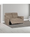 Divano 2 posti recliner elettrico tessuto cappuccino Boston 160x100x102H