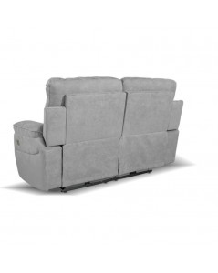 Divano 2 posti recliner elettrico tessuto grigio Boston 160x100x102H