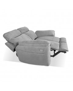 Divano 2 posti recliner elettrico tessuto grigio Boston 160x100x102H