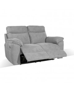 Divano 2 posti recliner elettrico tessuto grigio Boston 160x100x102H