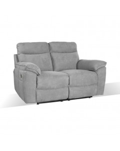 Divano 2 posti recliner elettrico tessuto grigio Boston 160x100x102H