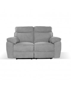 Divano 2 posti recliner elettrico tessuto grigio Boston 160x100x102H