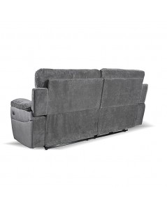 Divano 3 posti recliner manuale tessuto barrel90 grigio Boston 200x100x102H