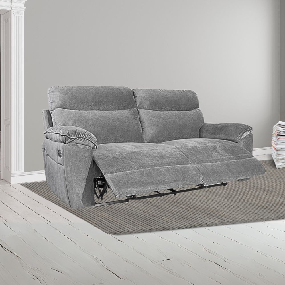 Divano 3 posti recliner manuale tessuto barrel90 grigio Boston 200x100x102H