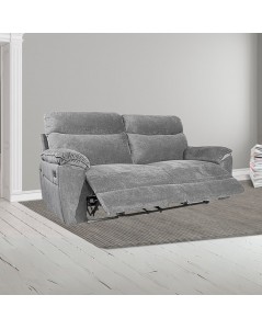 Divano 3 posti recliner elettrico tessuto barrel90 grigio Boston 200x100x102H