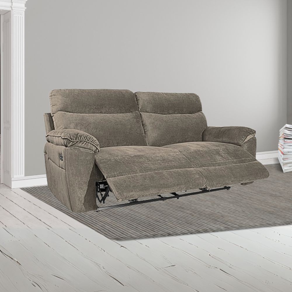 Divano 3 posti recliner manuale tessuto barrel21 tortora Boston 200x100x102H