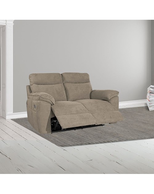 Divano 2 posti recliner manuale tessuto barrel21 tortora Boston 160x100x102H