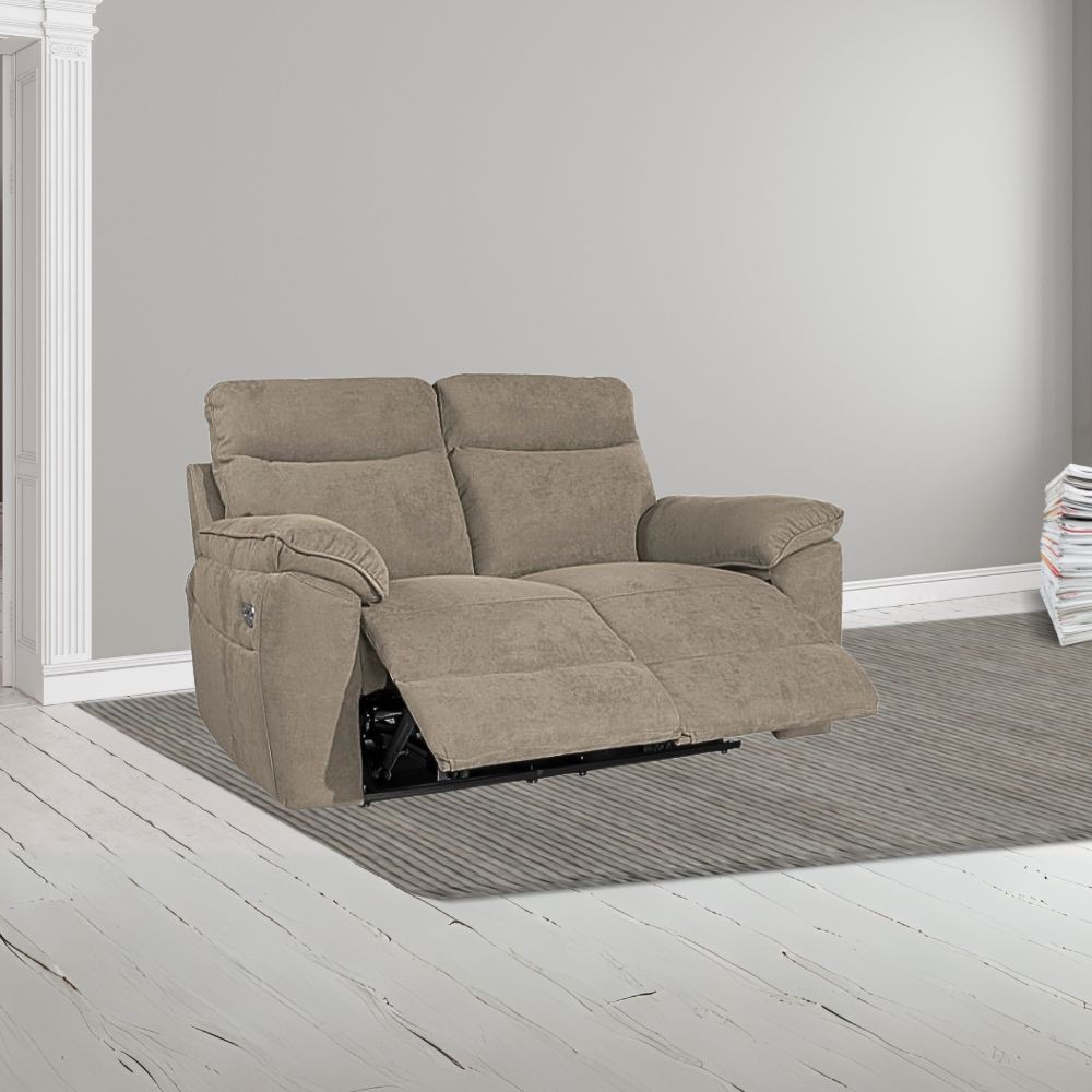 Divano 2 posti recliner manuale tessuto barrel21 tortora Boston 160x100x102H