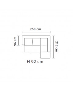 Divano angolare con penisola contenitore destra colore antracite Stefy 268x212