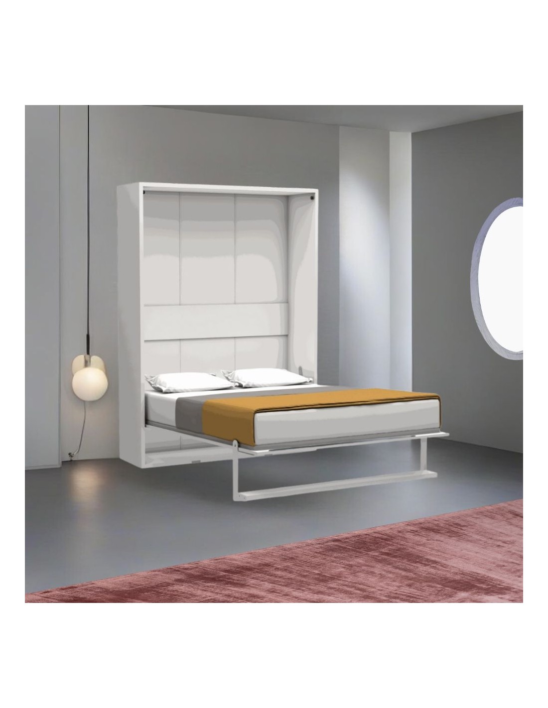 Letto matrimoniale a scomparsa Loft bianco 152x44x208H