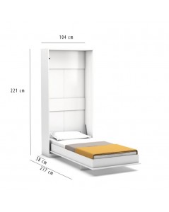 Letto singolo a scomparsa Happy bianco 104x38x221H