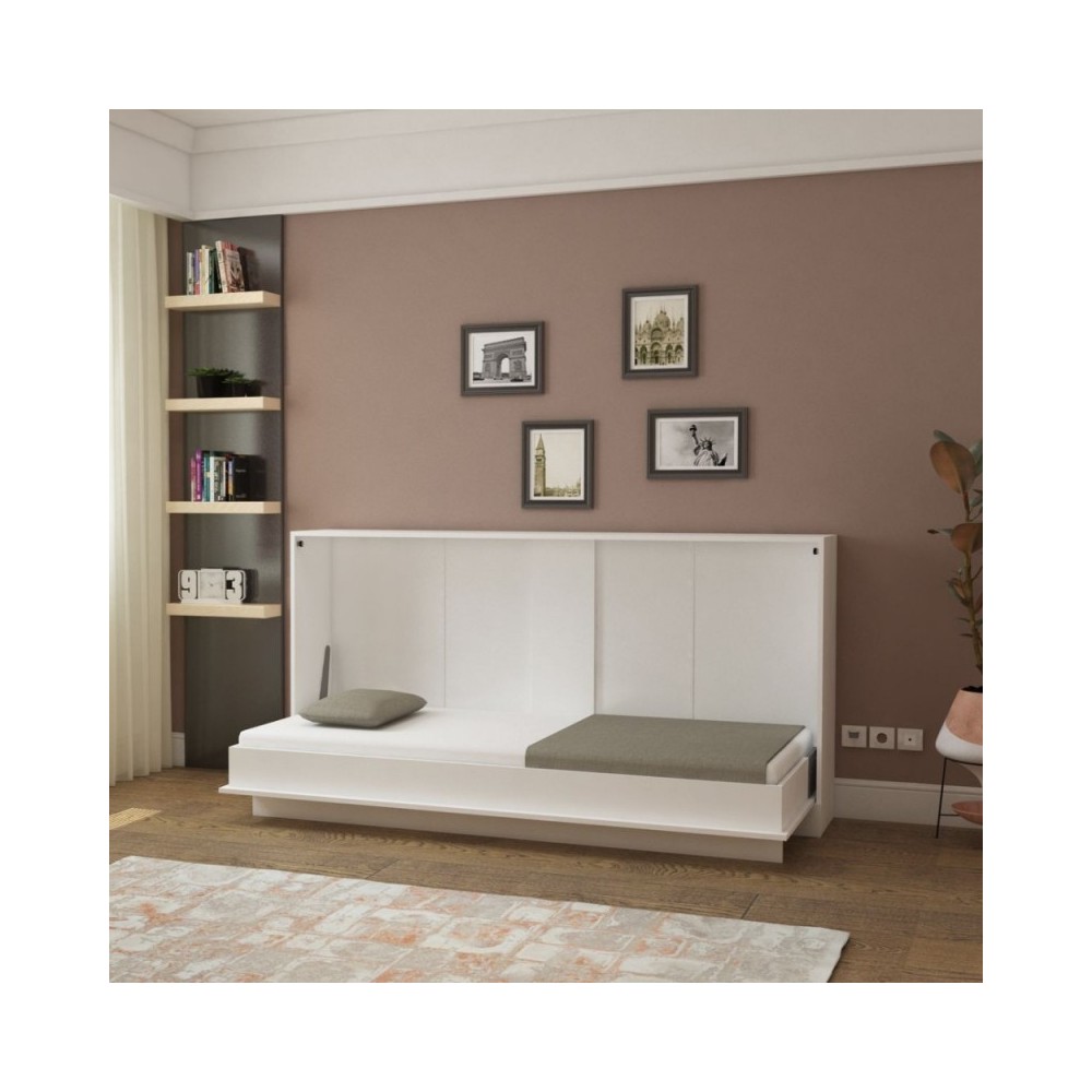 Letto singolo a scomparsa Life bianco 215x38x108H