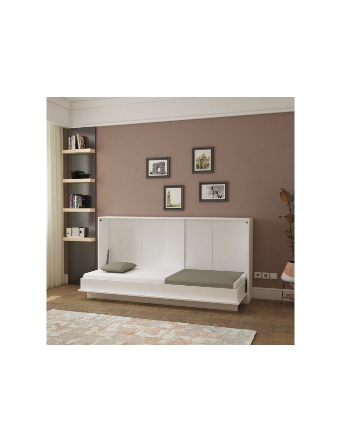 Letto singolo a scomparsa Life bianco 215x38x108H