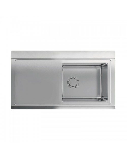 Lavello incasso 1 vasca e gocciolatoio sinistro 90x50 Smeg LRX901S inox spazzolato