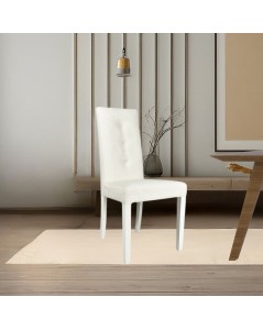 Sedia tessuto bianco con decoro floreale Montecarlo 3 bottoni