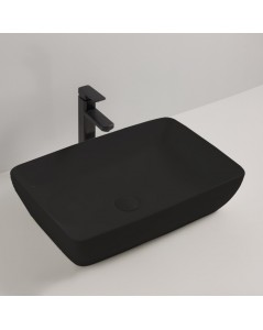 Lavabo d'appoggio in ceramica nero opaco senza foro miscelatore 59x40x14.5H 9440B