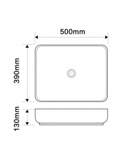 Lavabo d'appoggio in ceramica bianco senza foro miscelatore 50x39x13H Bowl9391B