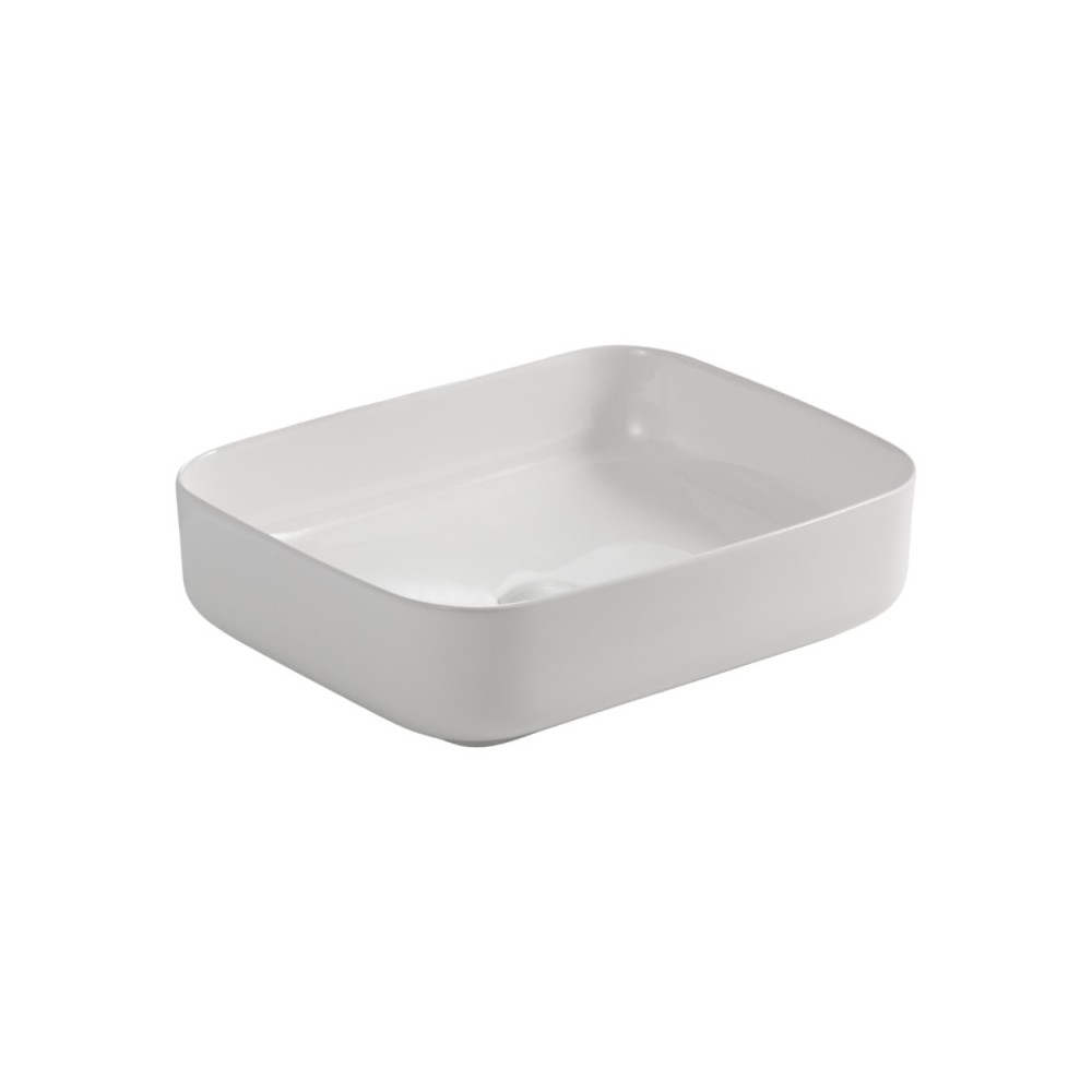 Lavabo d'appoggio in ceramica bianco senza foro miscelatore 50x39x13H Bowl9391B