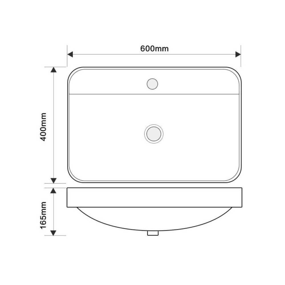 Lavabo semincasso in ceramica bianco 60x40x16,5H CUP6026B