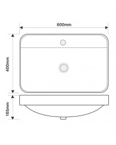 Lavabo semincasso in ceramica bianco 60x40x16,5H CUP6026B