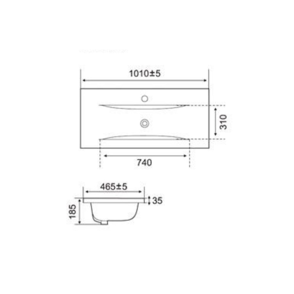 Lavabo consolle d'appoggio in ceramica bianco 101x46.5x18H PLAT840-100